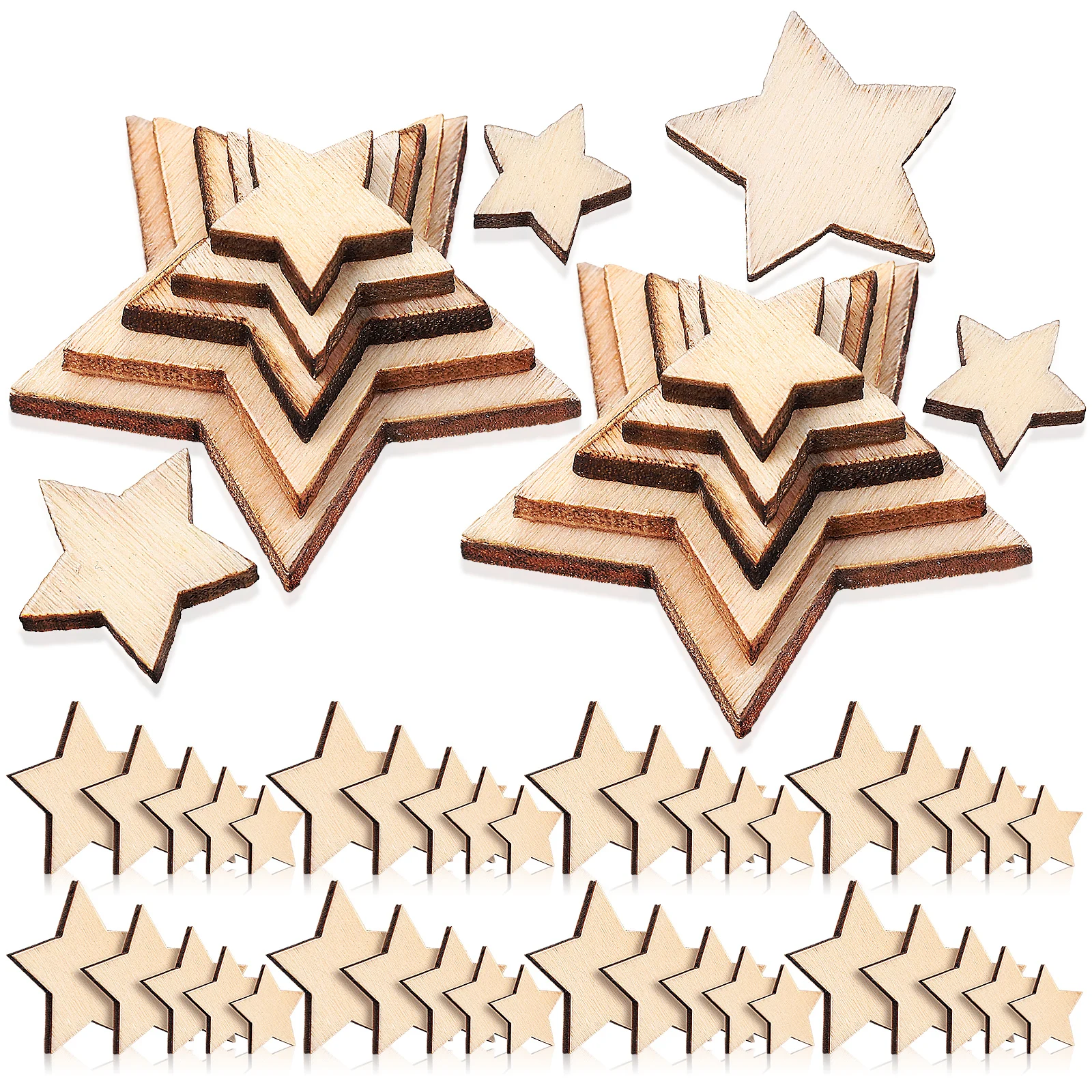 

500 pcs Wood Stars Small Blank Slices Crafts Unfinished Round Shapes Christmas Home Decor Living Dining Table Accessories Star