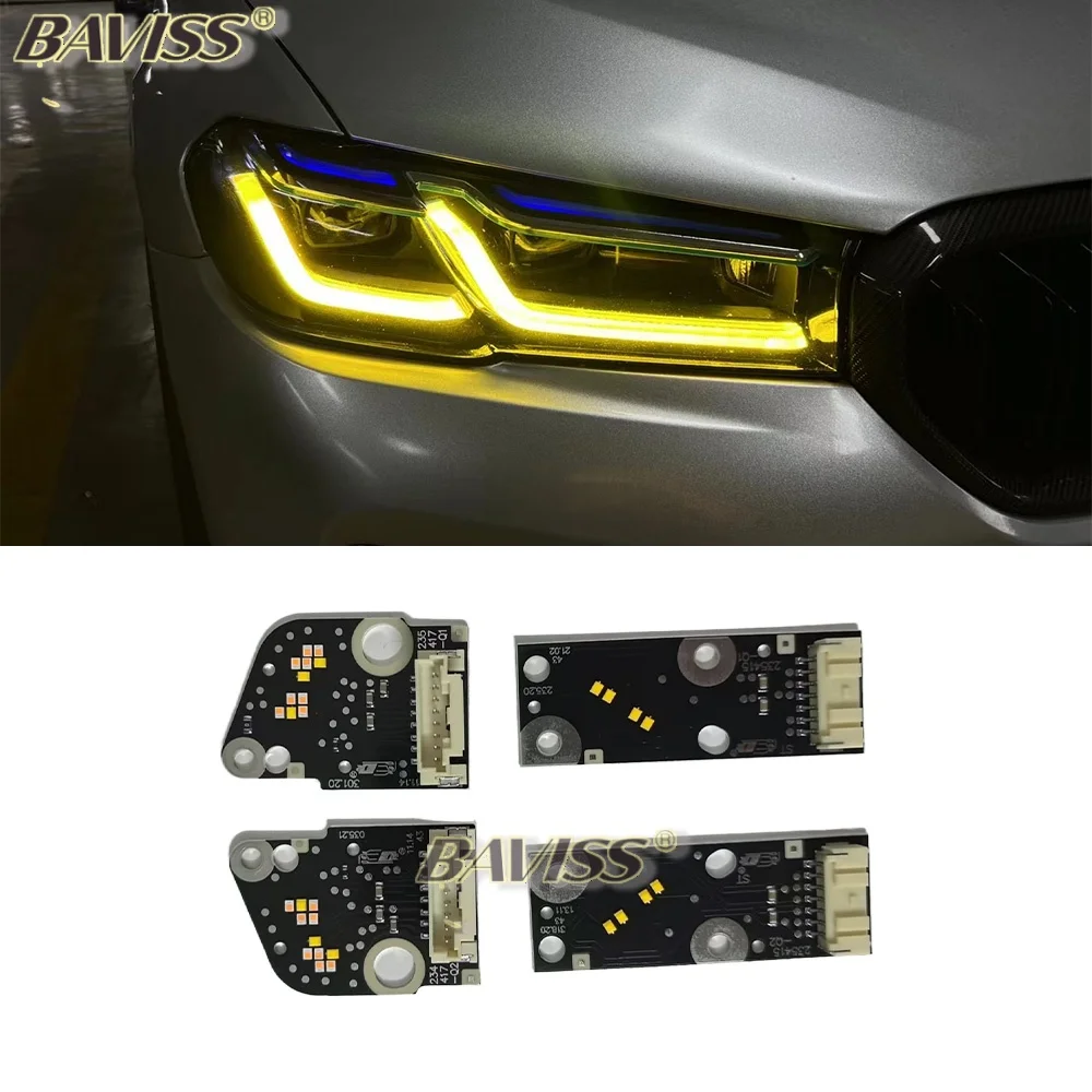 

Платы DRL без RGB Angel Eye для BMW G30 G31 F90 M5 LCI, желтые дневные ходовые огни 235.083-02, красный, синий