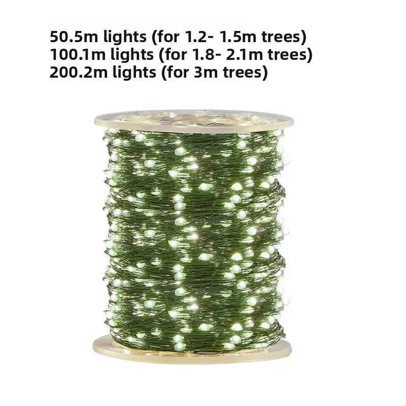 For 200m 2000 LED Copper Wire String Lights Dark Green Plug in Remote Control Warm Color Flashing Starry Christmas Tree