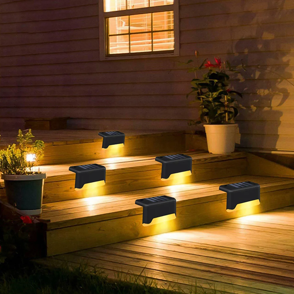 

5pcs Solar Fence Light Lamp LED Garden Abs Outdoor Stair Deck Waterproof Practical Durable Automatic Charging Courtyard Safety