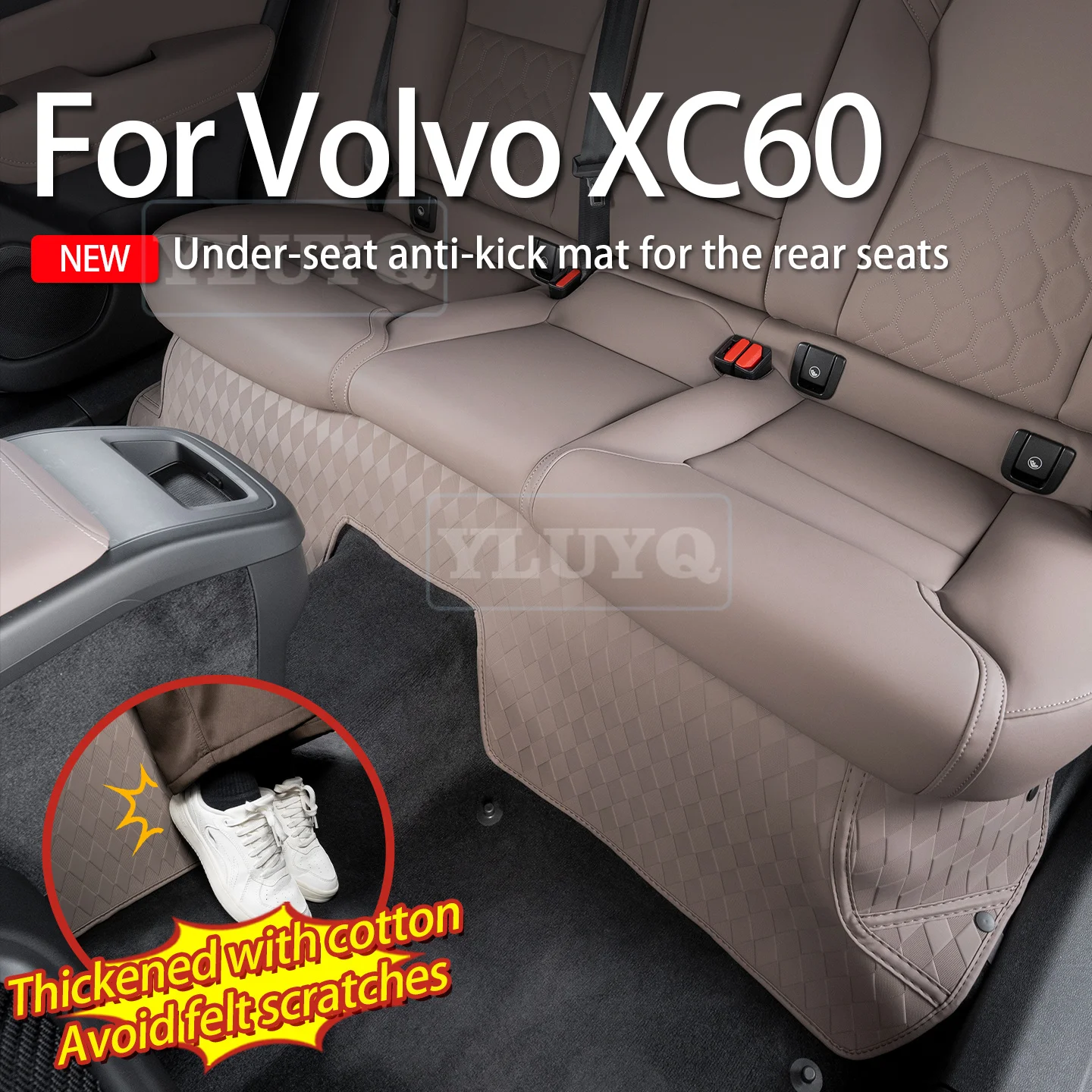 Защитный коврик для задних сидений Volvo XC60, устойчивый к истиранию, кожаный защитный коврик под сиденья второго ряда, аксессуары для салона автомобиля