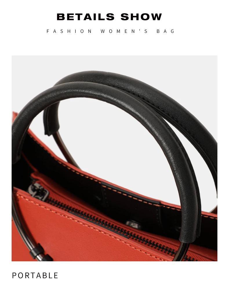 Damen-Handtasche aus Glattleder mit Rundem Ringgriff, Elegante Henkeltasche, Damen-Umhängetasche für Arbeit und Alltag – Detail 15