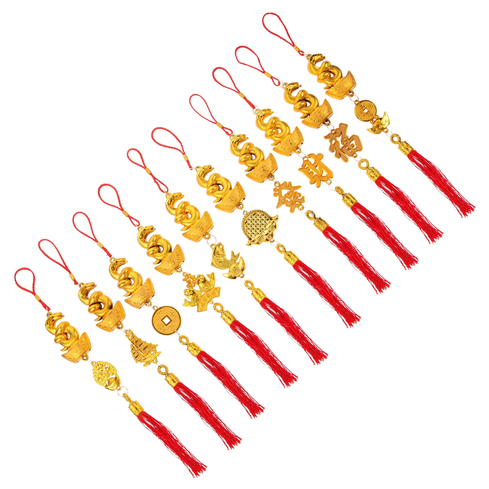 10 Pcs Pendant Bonsai Delicate Chinese Style Pendants Spring Festival Supplies Hanging New Years Decorations Cotton Thread