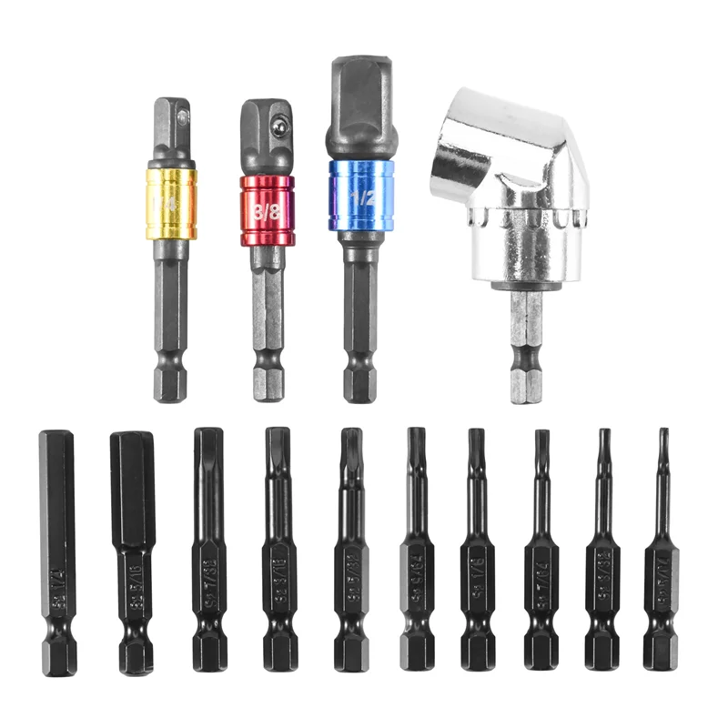 COFA-14PCS Impact Grade Driver Socket Adapter Extension Drill Bit Set,105 Degree Right Angle Screwdriver,Adapter & Drill Bit