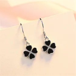 Classic Clover Earrings For Lady Piercing Accessories Fashion Sterling 925 Silver Earrings Women Jewelry Ear Hanging Bijou