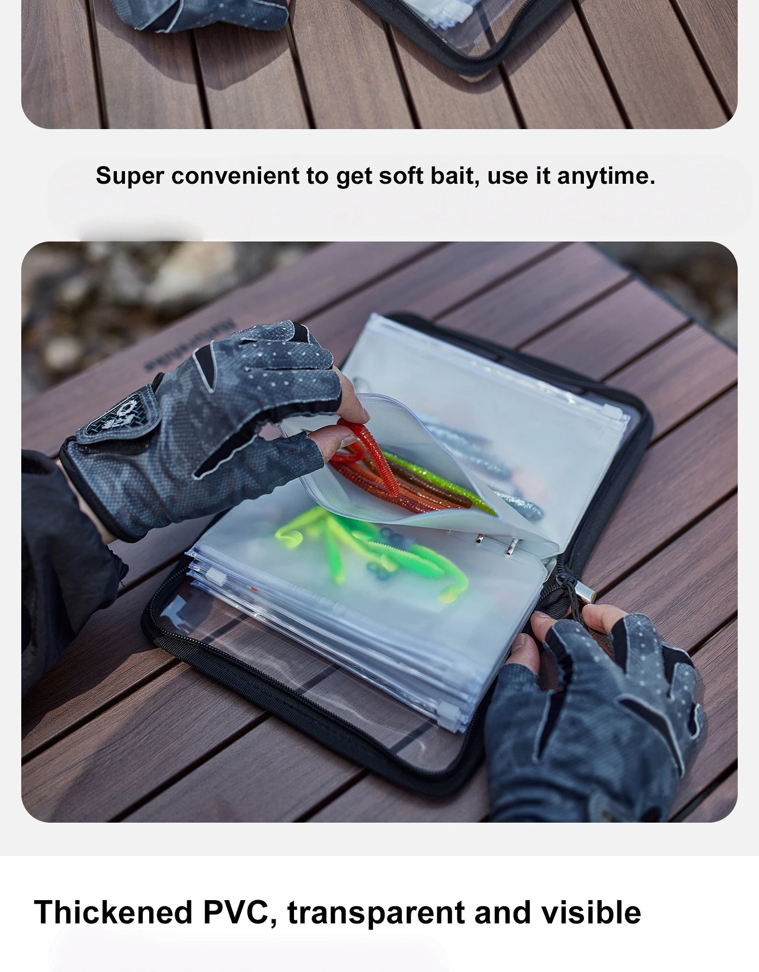 Luya Transparente gefälschte Ködertasche, PVC-Innentasche, geteilte wasserdichte Aufbewahrungstasche, Aufbewahrungstasche für Angeln, Sortierungszubehör – Detail 6