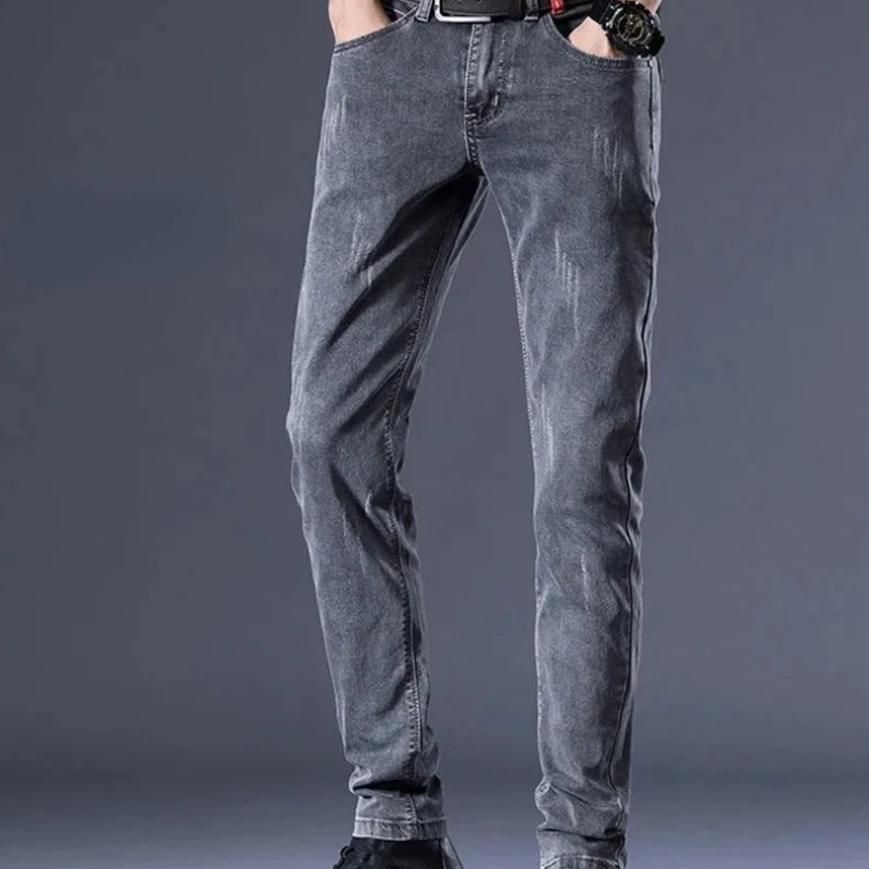 Jean Slim pour Homme, Design Rétro, Patchwork, Version Coréenne, Tendance, Rayures, Demin, Printemps Automne