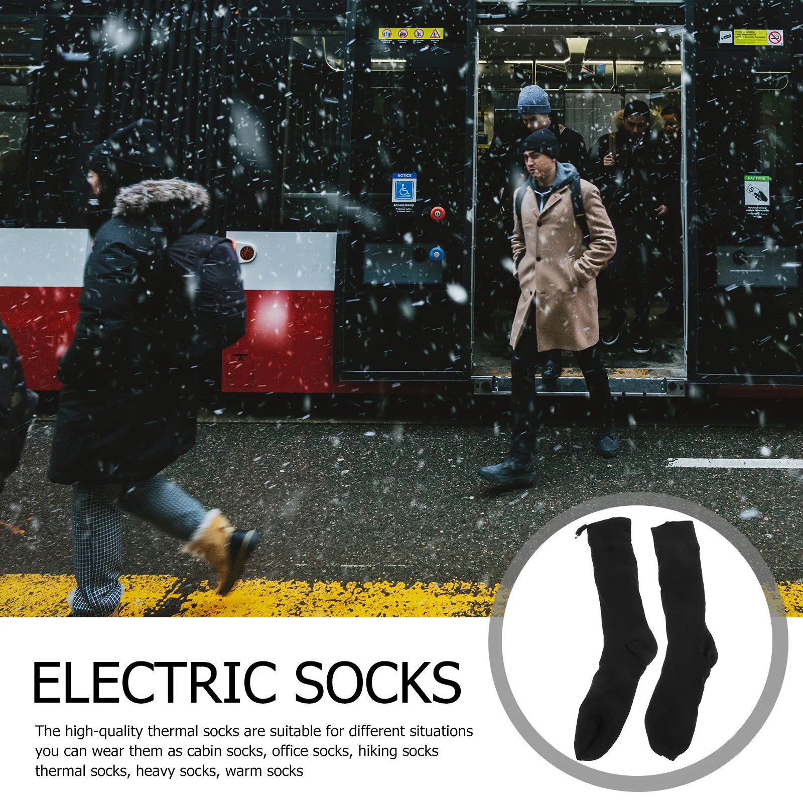 

1Pair Electric Heating Socks Thick Thermal Cotton Powered Warm Socks for Winter Sports and Home Heating Stocking