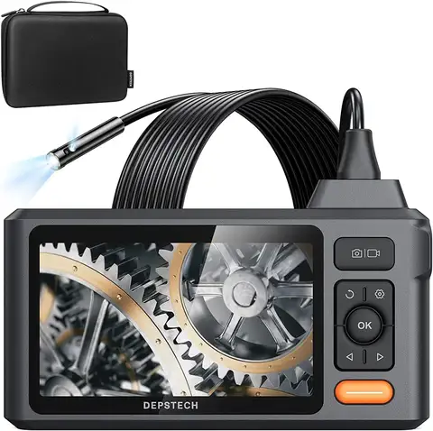 DEPSTECH 1080P 내시경 카메라, 듀얼 렌즈, 트리플 렌즈, 8mm, 5 인치 스크린, 자동차 파이프 DS520 용