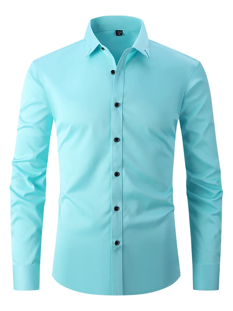 

Men's Business Casual Shirts Long Sleeved Solid Color Wrinkle Resistant Wrinkle Free Comfortable All Season Versatile Shirts Man