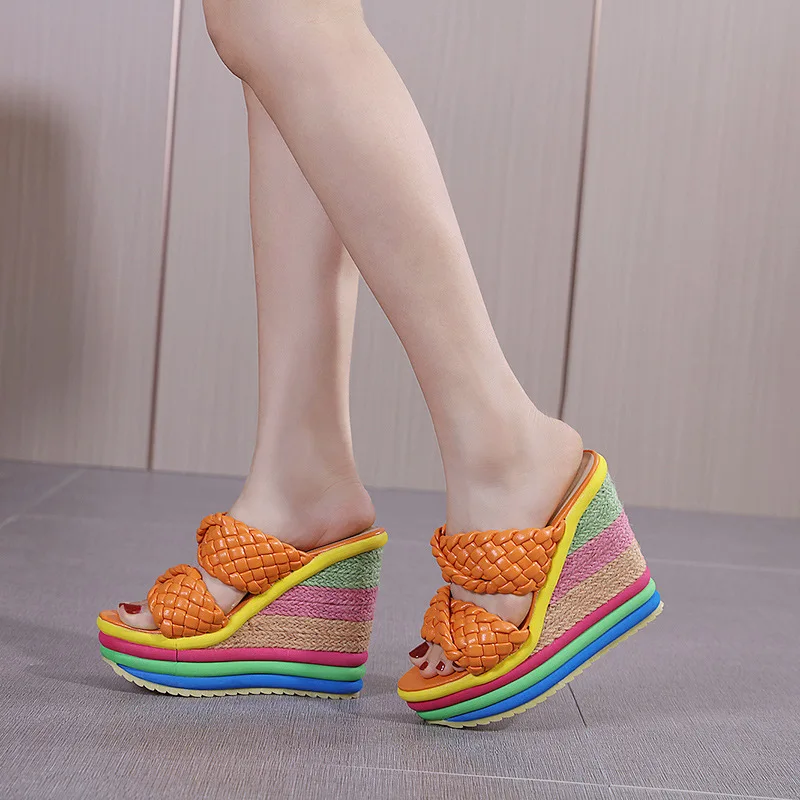 Wedges Sandals Women Summer Casual High Heel Slides Fashion Candy Color Shoes Platform Plus Size Sandals 33-43 Shoes for Women