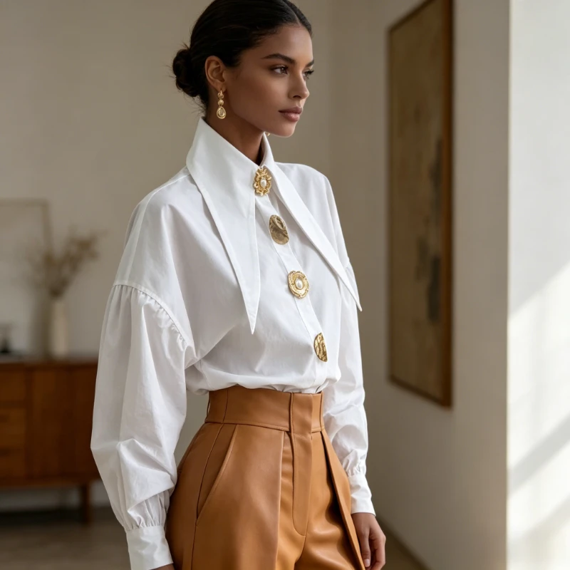 

Spring Fashion Long Sleeve Shirt Elegant Office Lady Blouse Office Women Shirts Turn Down Collar Loose Casual Women's Clothing