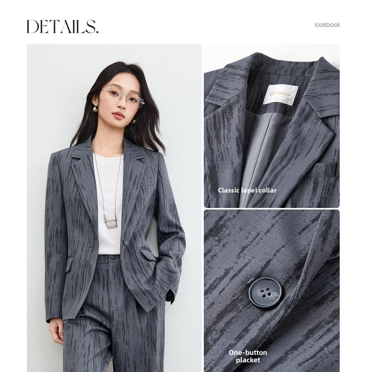 SENTUBILA Dames Design Sense Blazers 2025 Herfst Enkele Knoopsluiting Lange Mouw Elegant Casual Slim Jasje 153XC2939