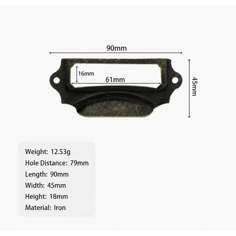 

5pcs Antique Label Frame, Antique Brass Drawer Pull Tag Frame, Iron Name Card Holder, Decorative Eared Style