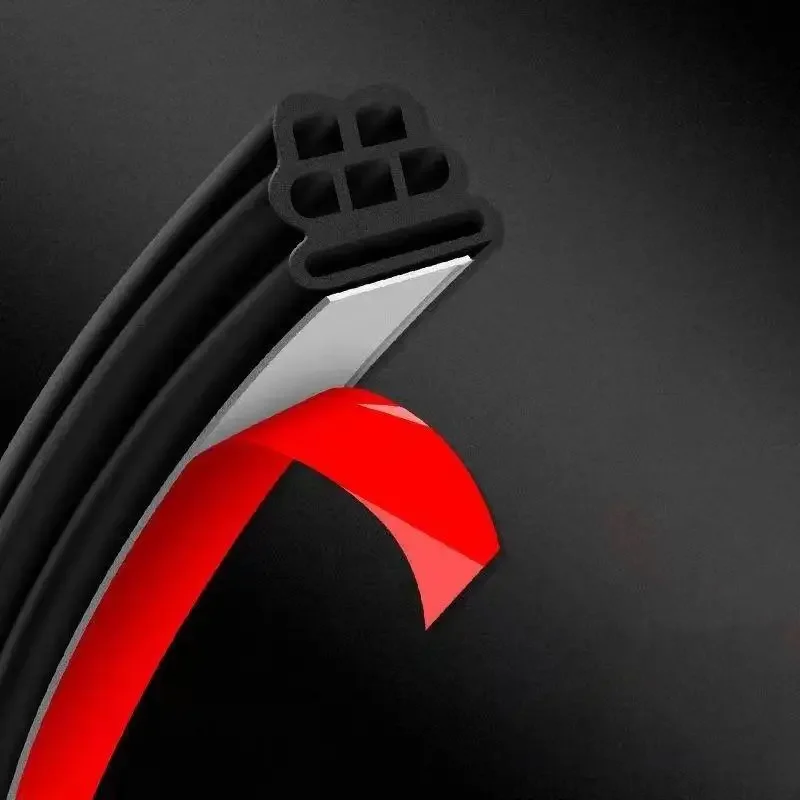 3-Layer 6 Holes Car Rubber Seal Strip Soundproof Waterproof Self Adhesive For Door Window Noise Reduction