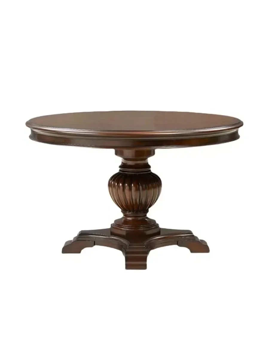 Runder Esstisch aus amerikanischem Massivholz, französischer Retro-Luxus-Esstisch, runder Esstisch