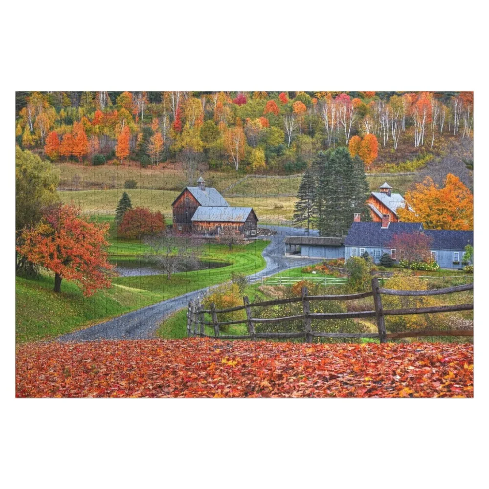 

Sleepy Hollows Farm Woodstock Vermont VT Autumn Jigsaw Puzzle Wooden Decor Paintings Children Customized Photo Wood Name Puzzle