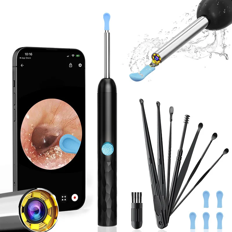 8 PCS Ear Wax Removal Kit with 1080P Camera Visual Ear Cleaner Safe Endoscope Tool for Adults Kids, Home Ear Care Otoscope Valen