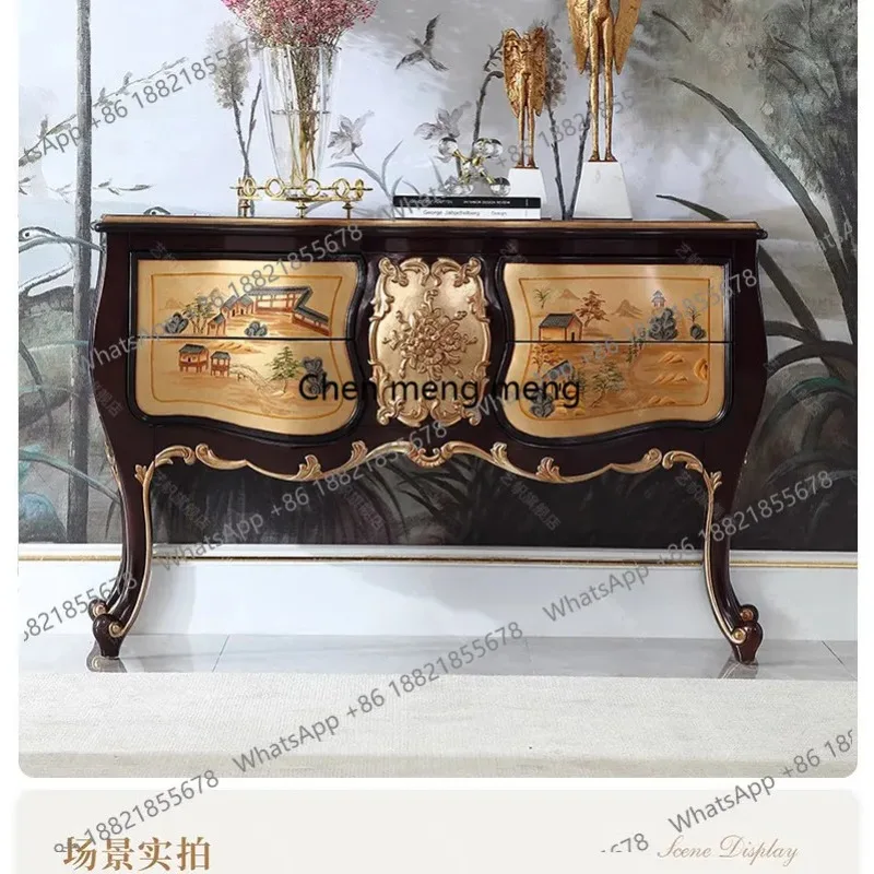 

K153 K153 French-style painted entrance cabinet, entrance hall, wall storage, decorative European-style carved drawer cabinet