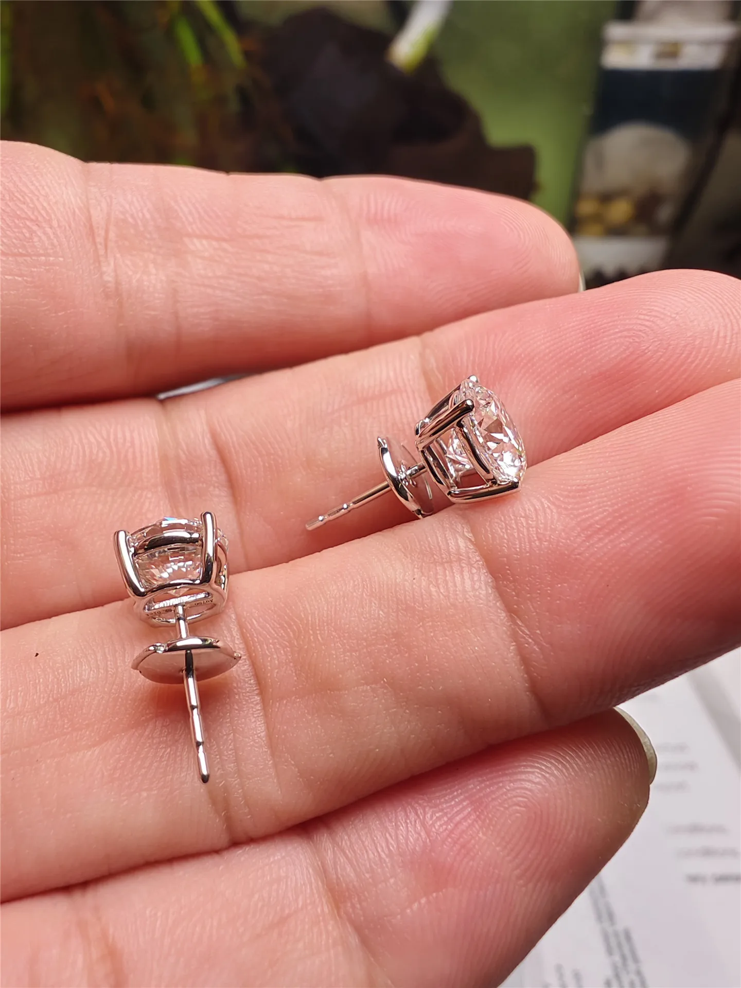 

14K Gold Lab-Grown Diamond Classic Four-Prong Diamond Earrings CVD/HPHT 0.5CT Studs with Optional Saucer Backs, Fashion Fine Jew