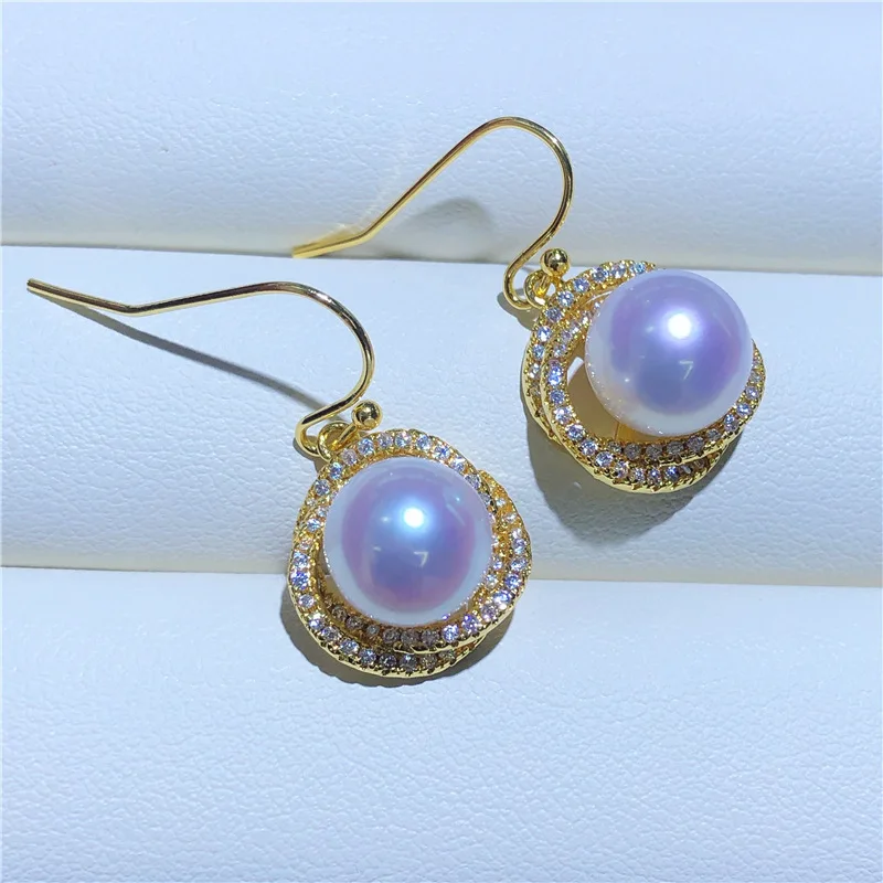 

Designer Earring Jewellry Natural Perfect 8-9mm White Pearl Earrings 18K Fashion Accessories 54