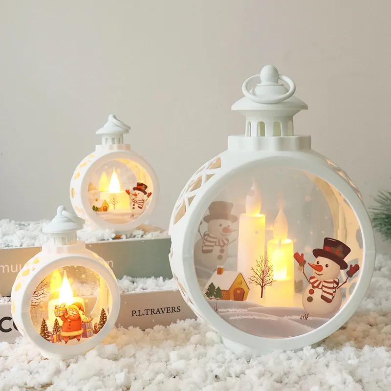 Christmas decorations led candle light Round Christmas hanging light portable cross-border new retro window decoration