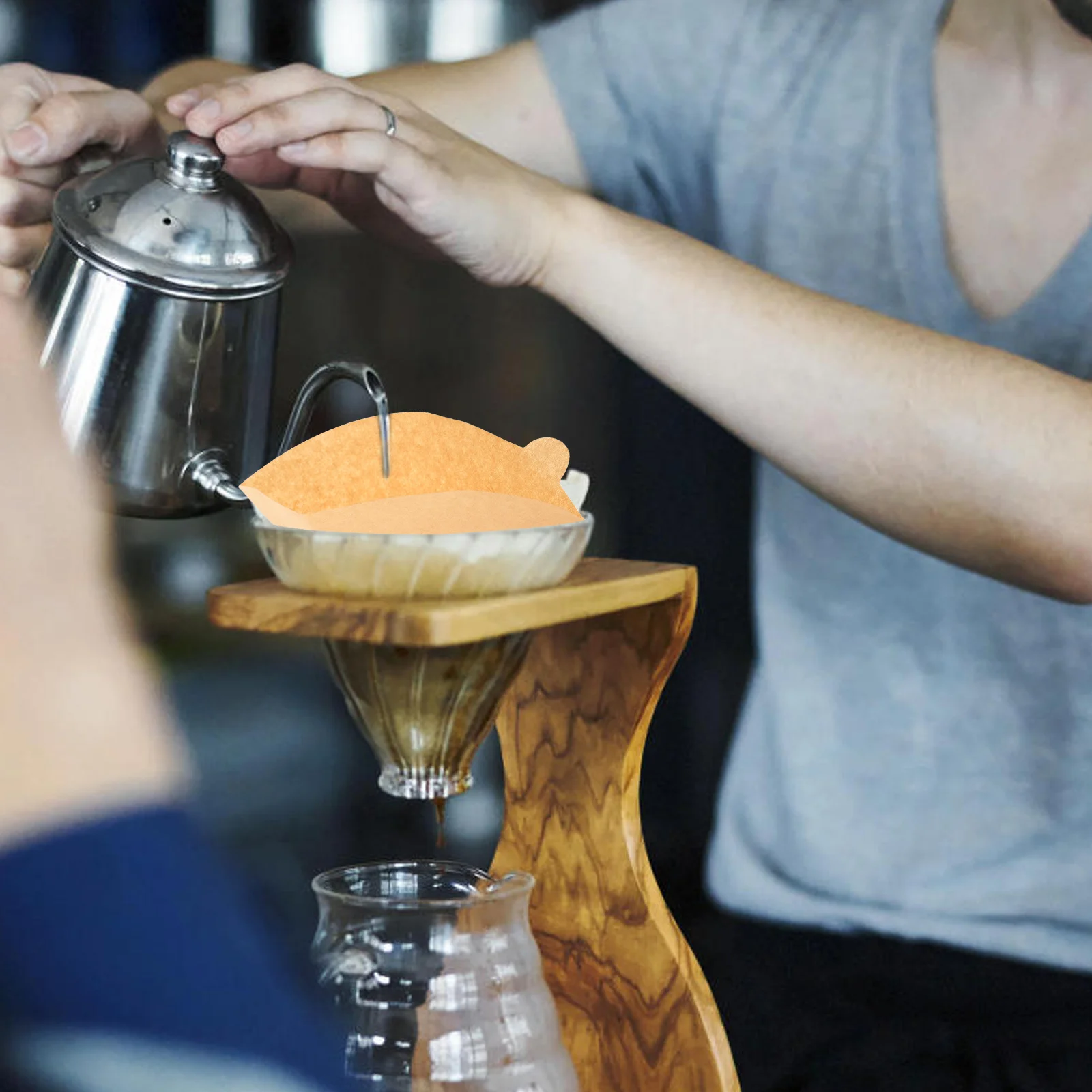 

100pcs Coffee Filter Papers Unbleached Practical American Basket Filters Tall Side Prevent Overflow Preserve Taste