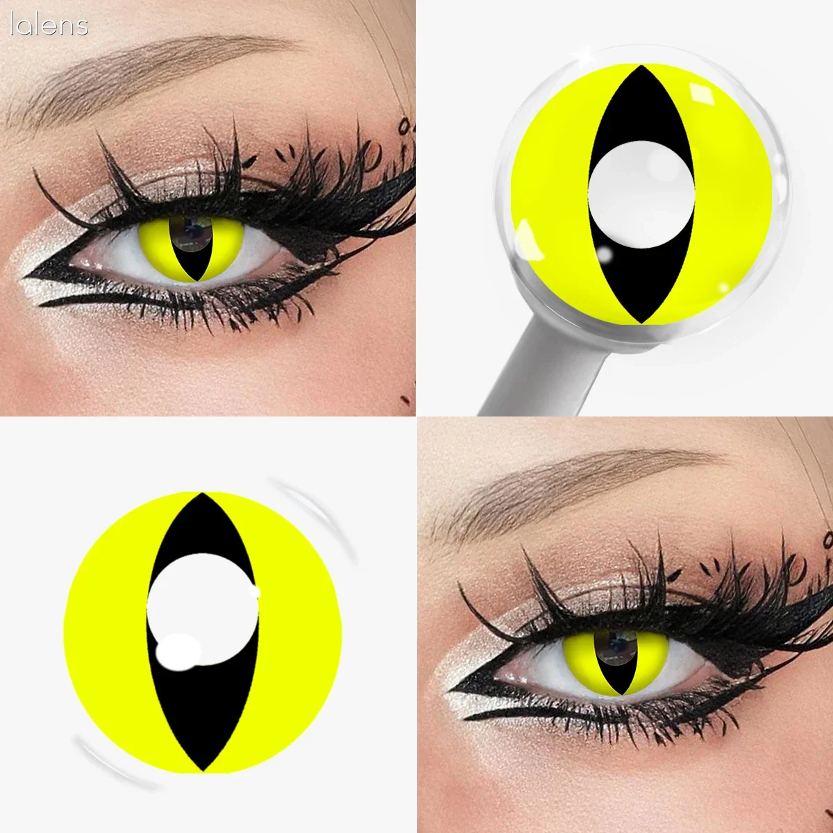 Lalens 1/2 Paar Farbige Kontaktlinsen Katzenaugen 14,0mm Kleine Pupille Anime Cosplay Farblinsen für Party Rollenspiele Augenschönheit – Detail 3