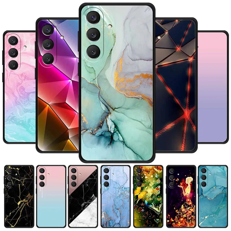 For Samsung Galaxy A18 4G Case Fashion Marble Silicon Black Soft Bumper SamsungA18 SM-A185F Phone Cases Lovely TPU Shell Capa