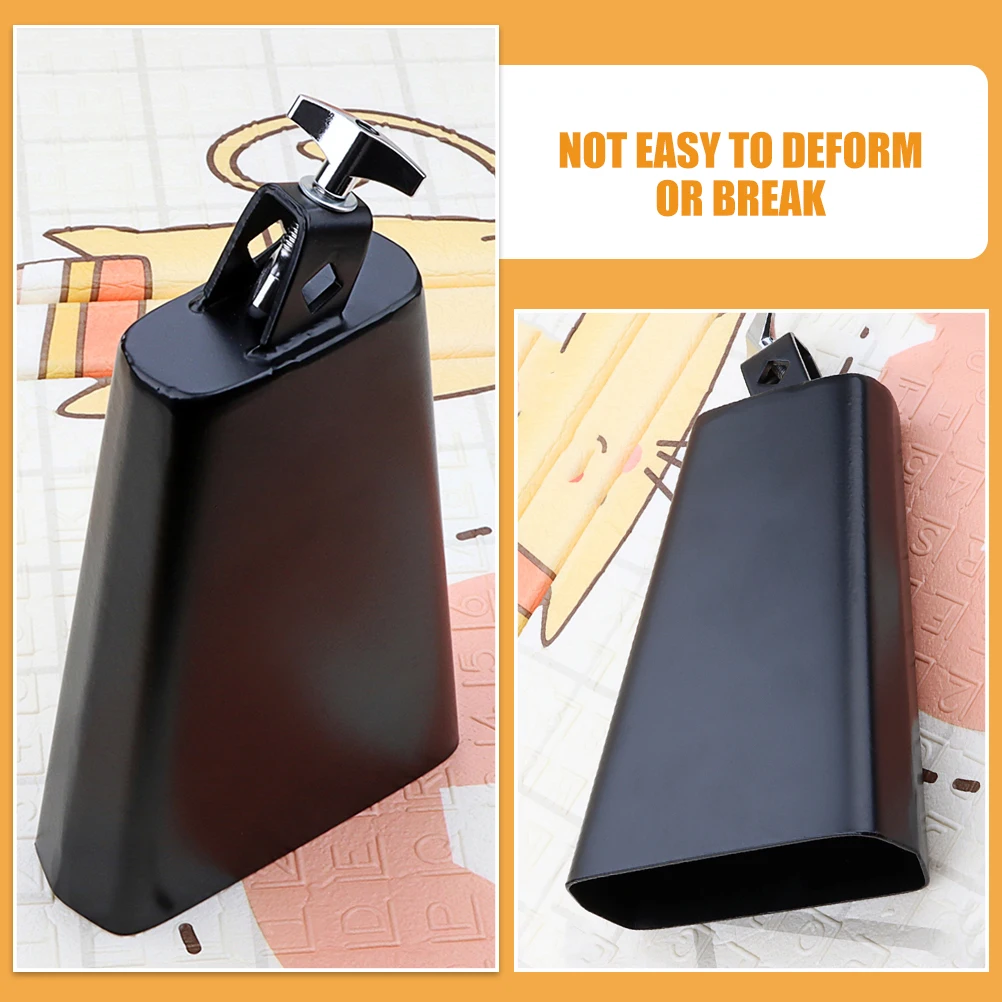 Cowbell preto para conjunto de tambor, acessórios de instrumento de percussão de metal, brinquedo musical, ferramenta de treinamento de ritmo, educacional para crianças