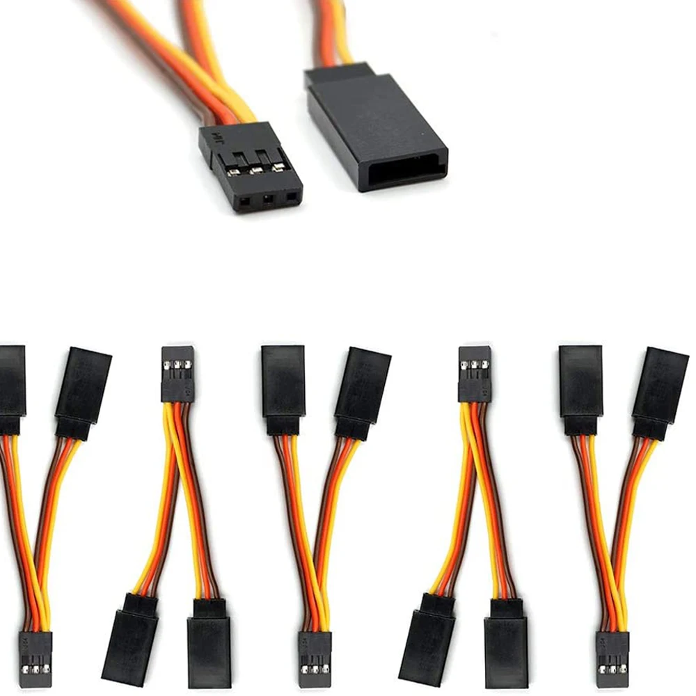 10pcs 150mm Servo Splitter Cable1 Male to 2 Female JR Style Servo Y Harness Cables Extension Lead Wire for RC Car Helicopter