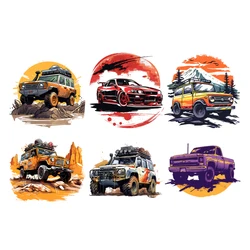 Fashion Car sports car off-road vehicle DTF Thermo Sticker Decals Heat Transfer On Clothes Iron On Patch For Hoodiy Printing DIY