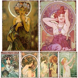 Art Nouveau plakat metalowy znak blaszany tablica wystrój w stylu Vintage domu korytarz salon sypialnia ściana ozdobny obraz płyta żeliwna