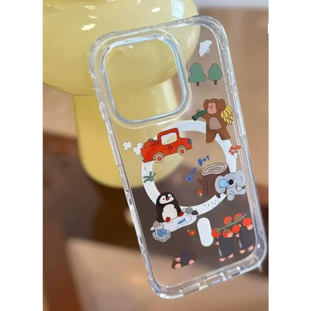 

Korean Magnetic Case for iPhone 17 Air 16 15 Pro Max 14 13 Pro 12 11 Plus Camera Protection for Magsafe Male Girl Luxury Cartoon