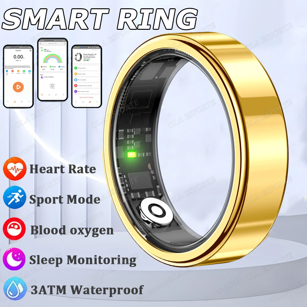 

2025 New Smart Ring Heart Rate Blood Pressure Sleep Monitoring Motion Tracking IP68 Waterproof Men Women Smart Ring Holiday Gift