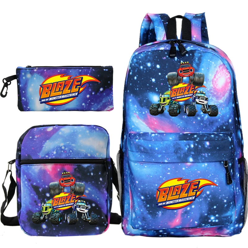 Blaze and the Monster Machines Backpack for Boys Girls Bookbag 3Pcs/set Students Cartoon Car Schoolbag Children Backpack Gifts
