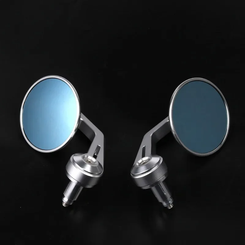 Motorcycle Handlebar Mirror Bar End Rear View Mirrors Balance Slider Grip Side Mirror CNC Silver 22mm Universal Anti-reflective image 4