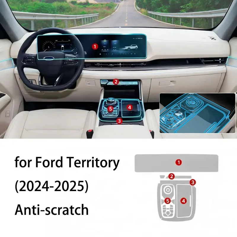 Car Interior Protective Film for Ford Territory 2024 2025 Equator Sport Car TPU Center Console Anti-scratch Auto Stickers