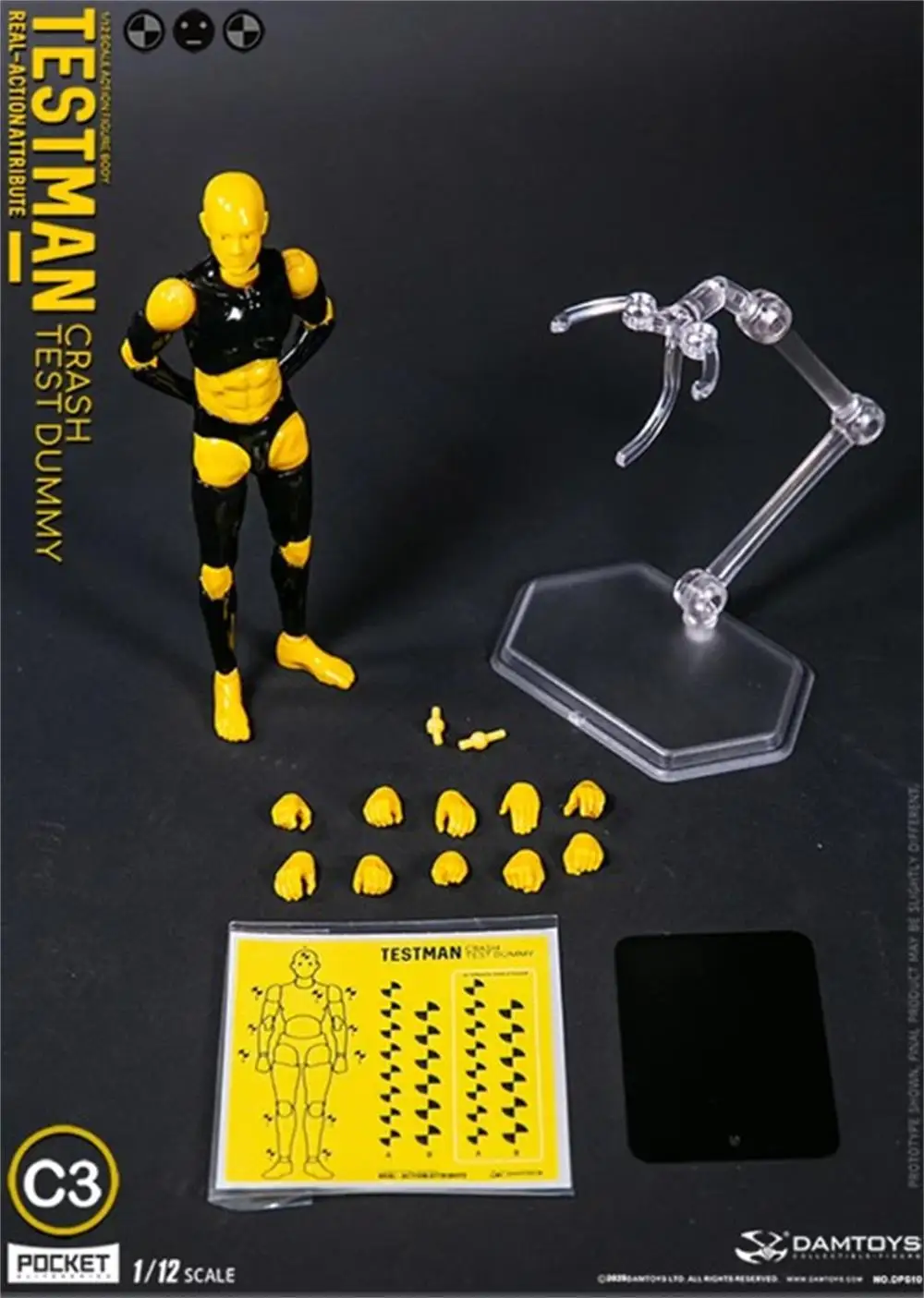 1/12th DAMTOYS DPS10 Male Doll Flexible Body Doll Figure About 14.5CM with Hand Stand Platform For 6" Accessories Doll DIY