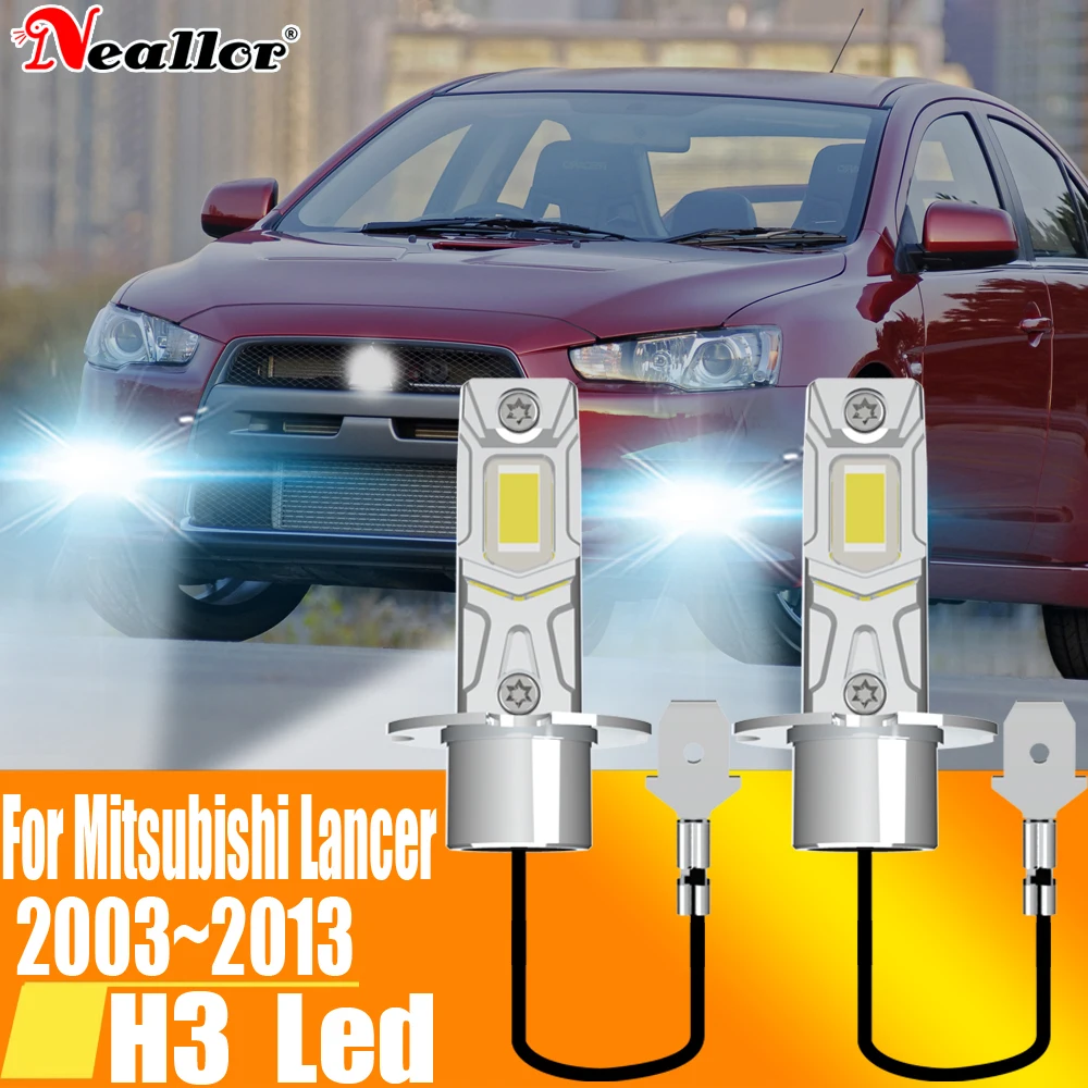 2x H3 Led Fog Light Canbus Bulb Car Headlight High Power Auto Diode Driving Running Lamp 12V 55W For Mitsubishi Lancer 2003~2010