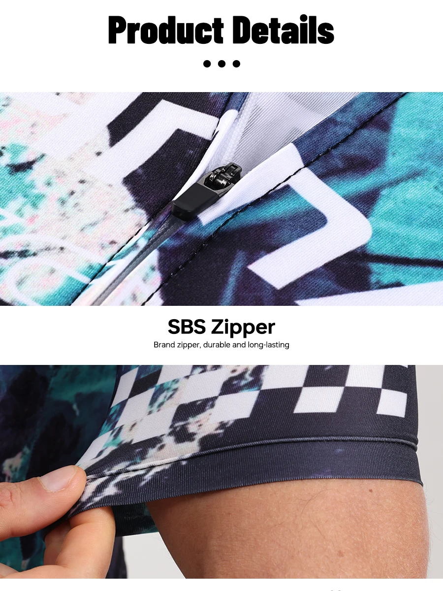 PHMAX Herren-Mountainbike-Trikot, kurzärmelig, Fahrradtrikots mit 3 Taschen, Renntrikot, Fahrradbekleidung mit durchgehendem Reißverschluss – Detail 9