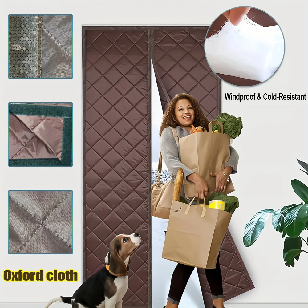 Heavy Duty Magnetic Thermal Curtain Self Adhesive Wind Cold Proof for Wood Doors Energy Saving Easy Install