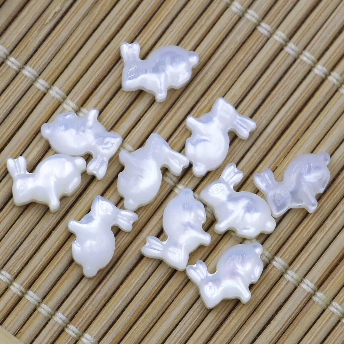 10 قطعة 7mmX9mm قذيفة البحر الأبيض الطبيعي أرنب أم اللؤلؤ وجه مزدوج نحت الخرز فضفاض #4