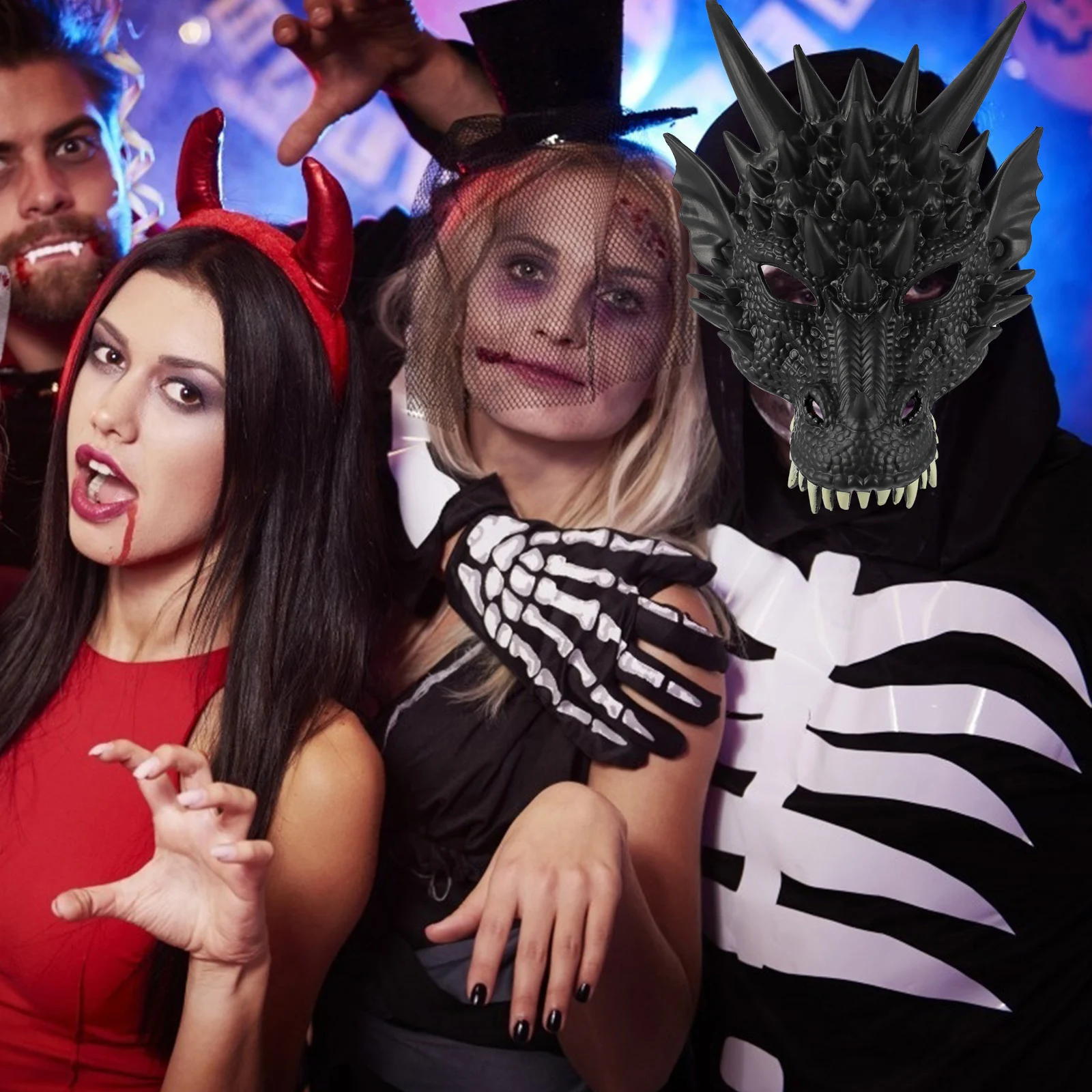 

2Pcs Dragon Head Masks Festive 3D Look for Halloween Events Masquerade Ball Cosplay Gatherings Scary Animal Mask Unisex Use