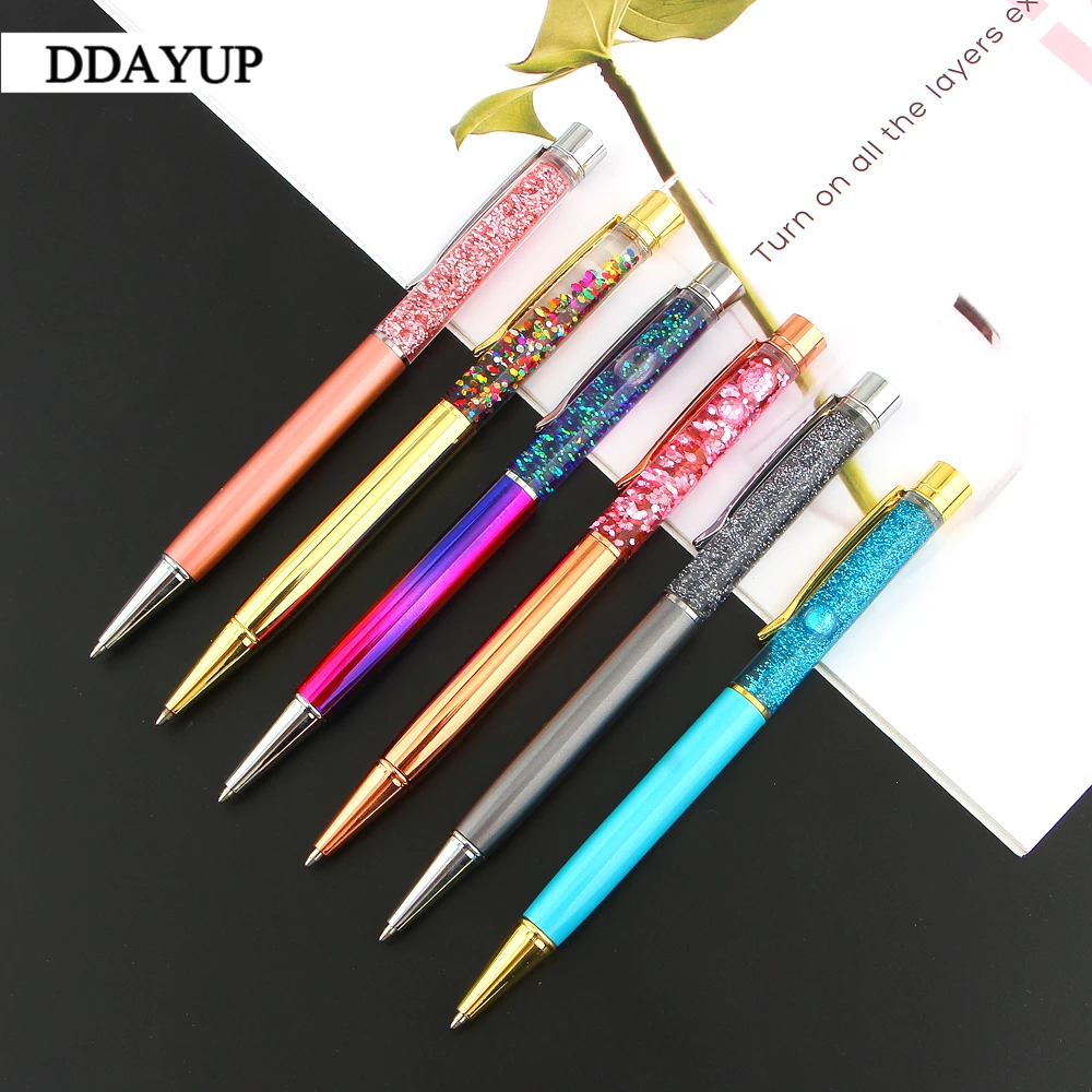 Luxury 1.0mm Quicksand Ballpoint Pen Flow Oil Crystal Gold Foil Metal Copper Colorful High-grade Gold Powder