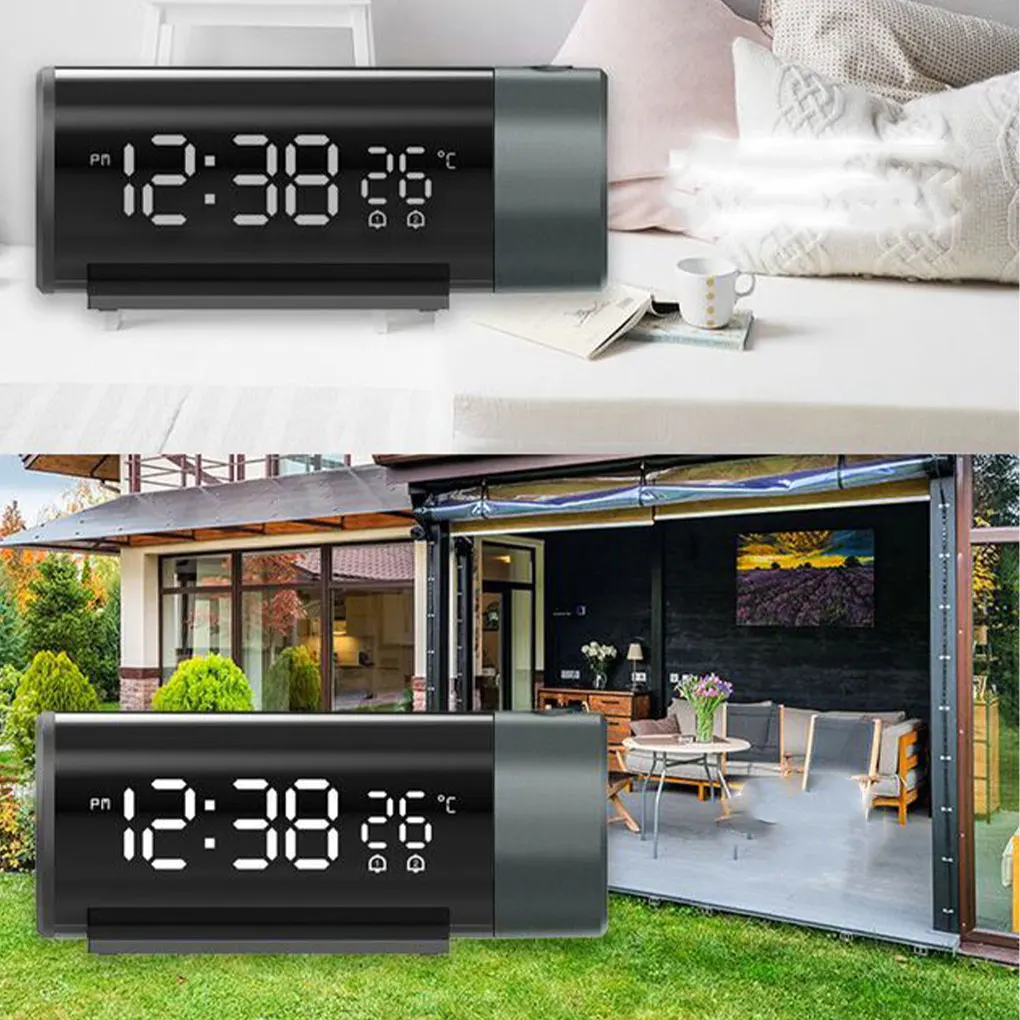 ABS Projection Alarm Clock Wide Application Easy To Read Large Display Screen Time Power Bank Office
