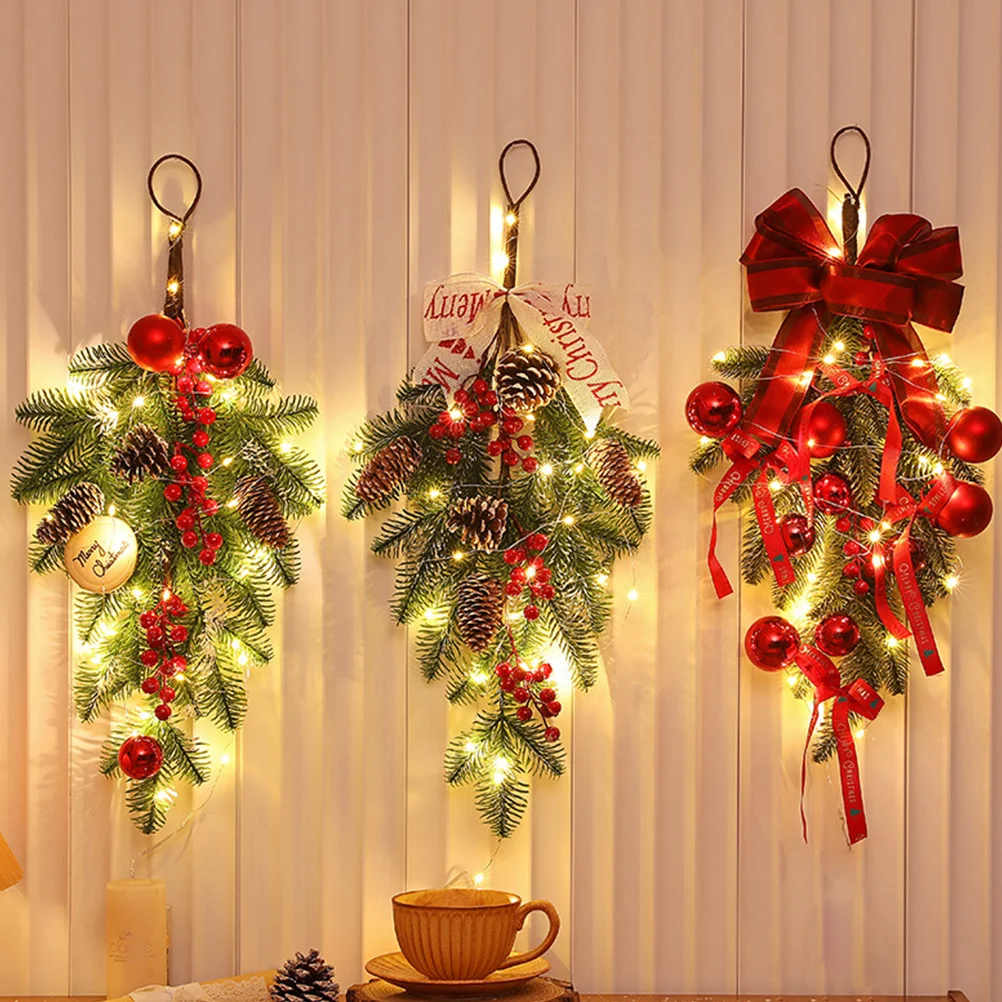 

Christmas Swag Xmas Upside Down Hanging Decor Artificial Wreath For Door Stair Wall Fireplace Mailbox Holiday Decoration