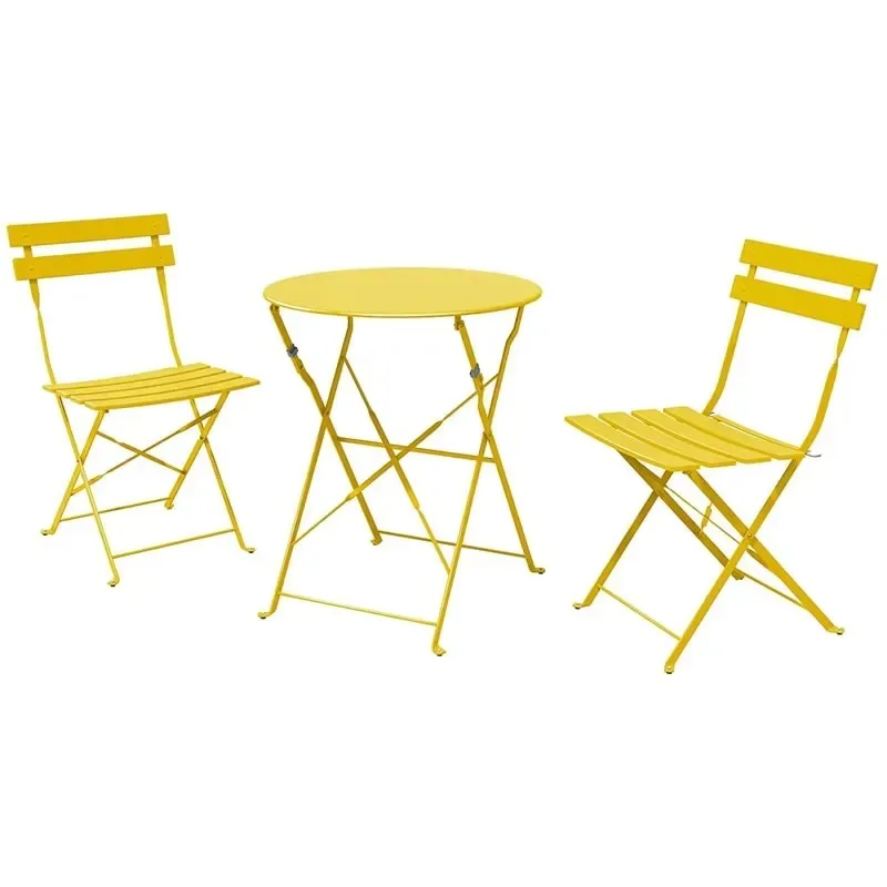 Wholesale Yellow Outdoor Folding Metal Bistro Chair and Table Set