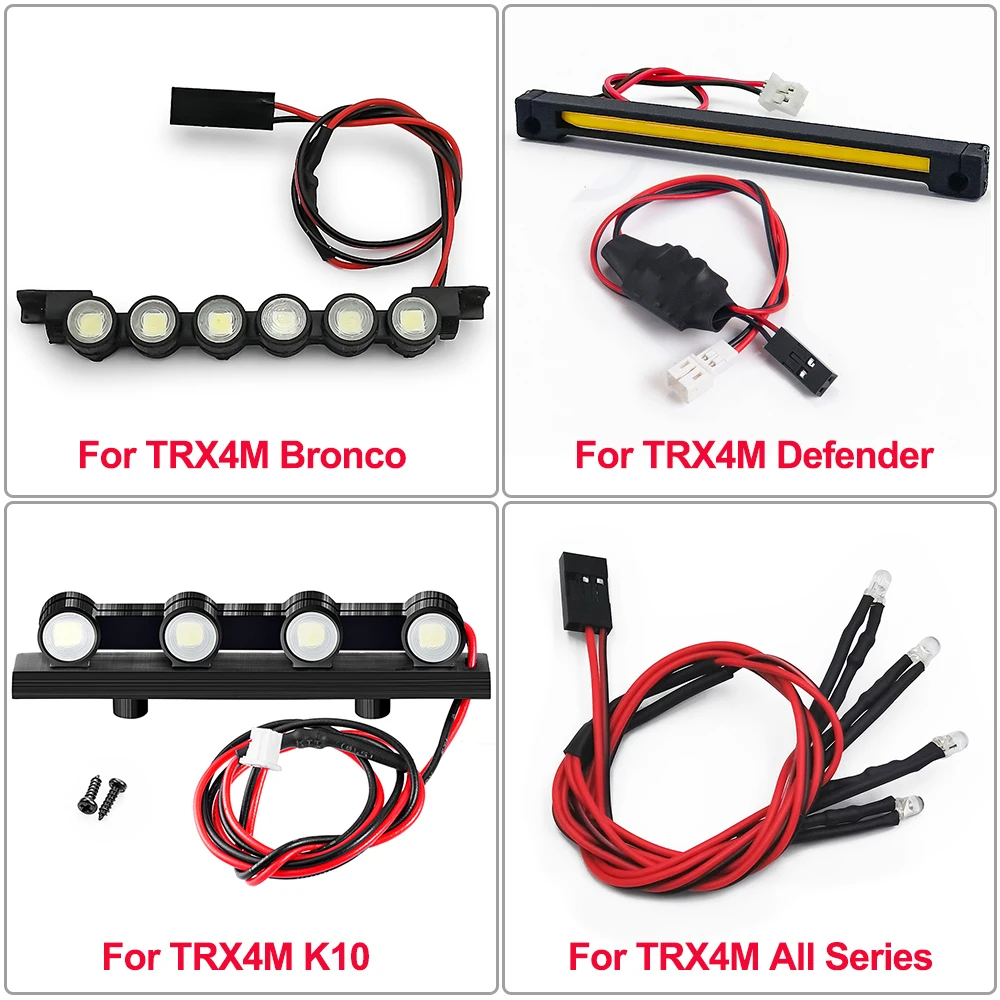 YEAHRUN Plastic Roof Light 6LED Lights Bar Spotlight Headlights Taillights for 1/18 RC Crawler TRX4M Bronco Defender K10 Parts