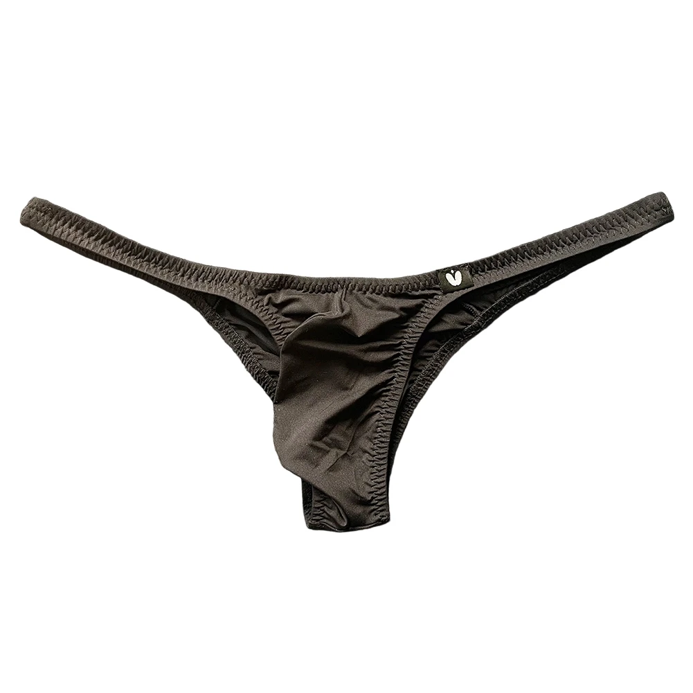 Men Sissy Sexy Half-covered Buttocks Thong G-String Low Rise Sheer Ice Silk Briefs Underwear Male Stretch Panties